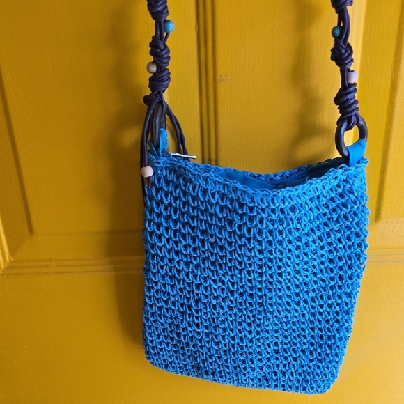 Cruise Club Vibrant Blue Textured Crossbody Bag with Braided Strap - Picture 6 of 6